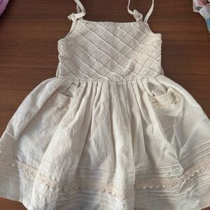 Charming Cream Kids Dress with Quilted Bodice